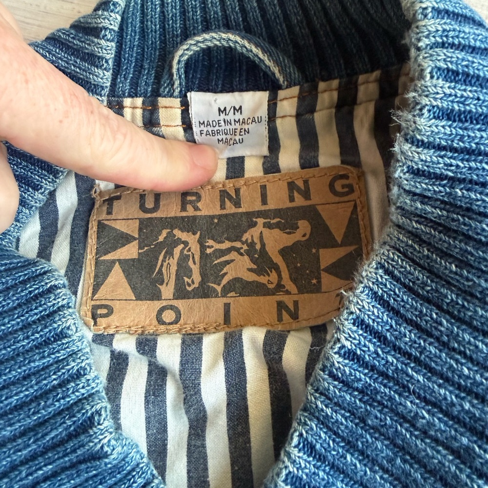 Vintage Men’s Turning Point Denim Colour block Bomber Jacket Size M Oversized - Picture 3 of 7